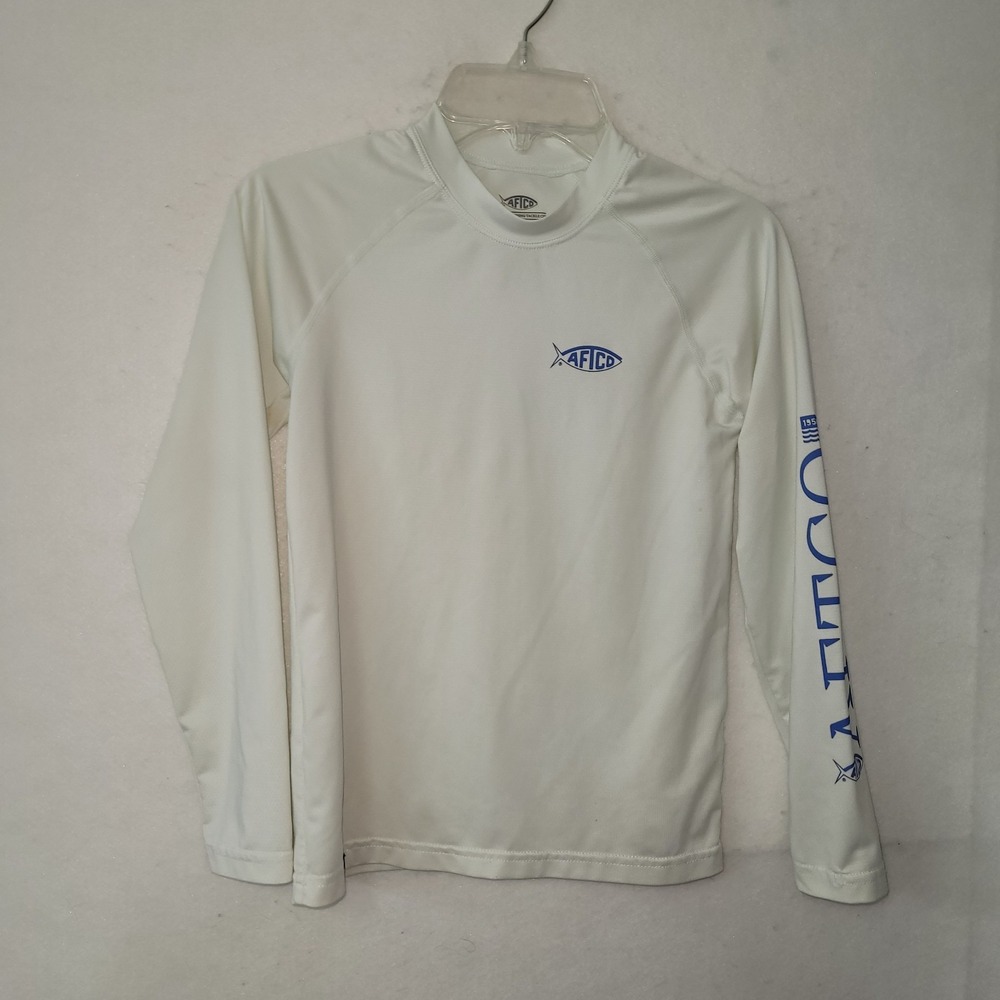 Aftco Shirt‎ Youth XS Long Sleeve Performance Fishing Logo UV Protection Stained